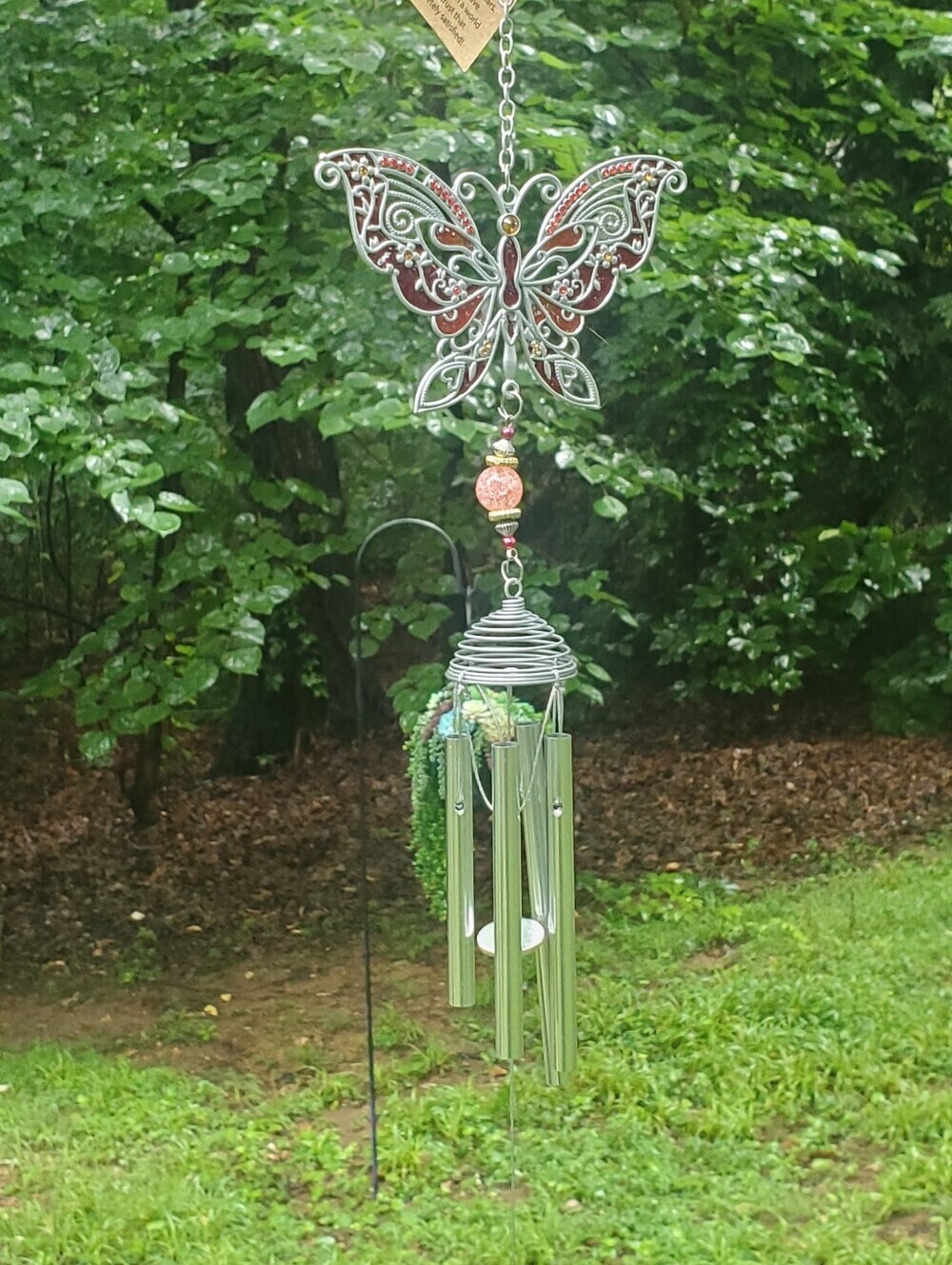 Pewterworks™ Butterfly Wind Chime by Carson Home Red Orange Suncatcher NWT | NIB